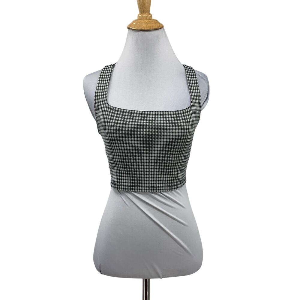 Nike Top Womens S Small Dri Fit Shelf Bra Gingham Yoga Cropped Crossback Tank